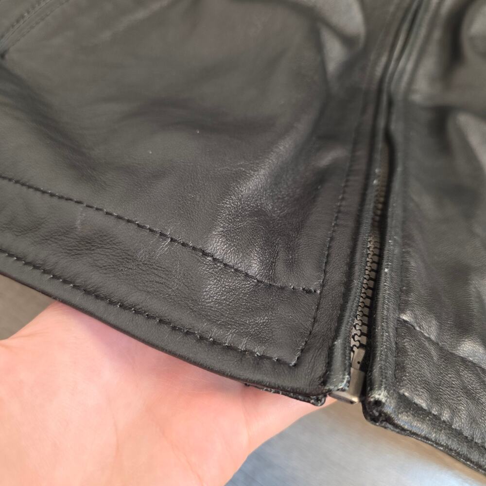 Lambskin Leather Jacket Black Men's XL Lined Dark Academia Grunge - Picture 7 of 11